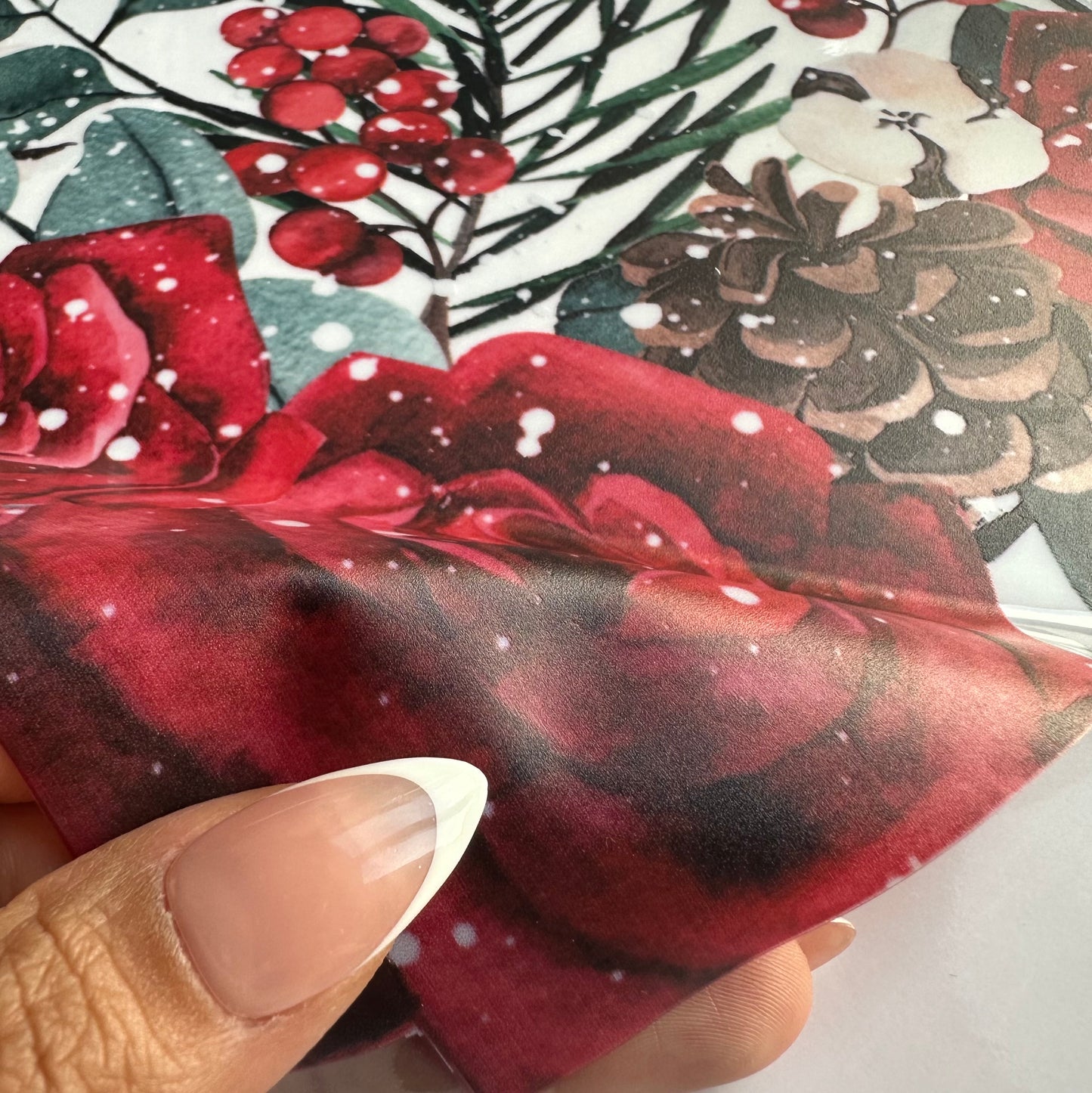 2x Winter Roses Window Decal Corners