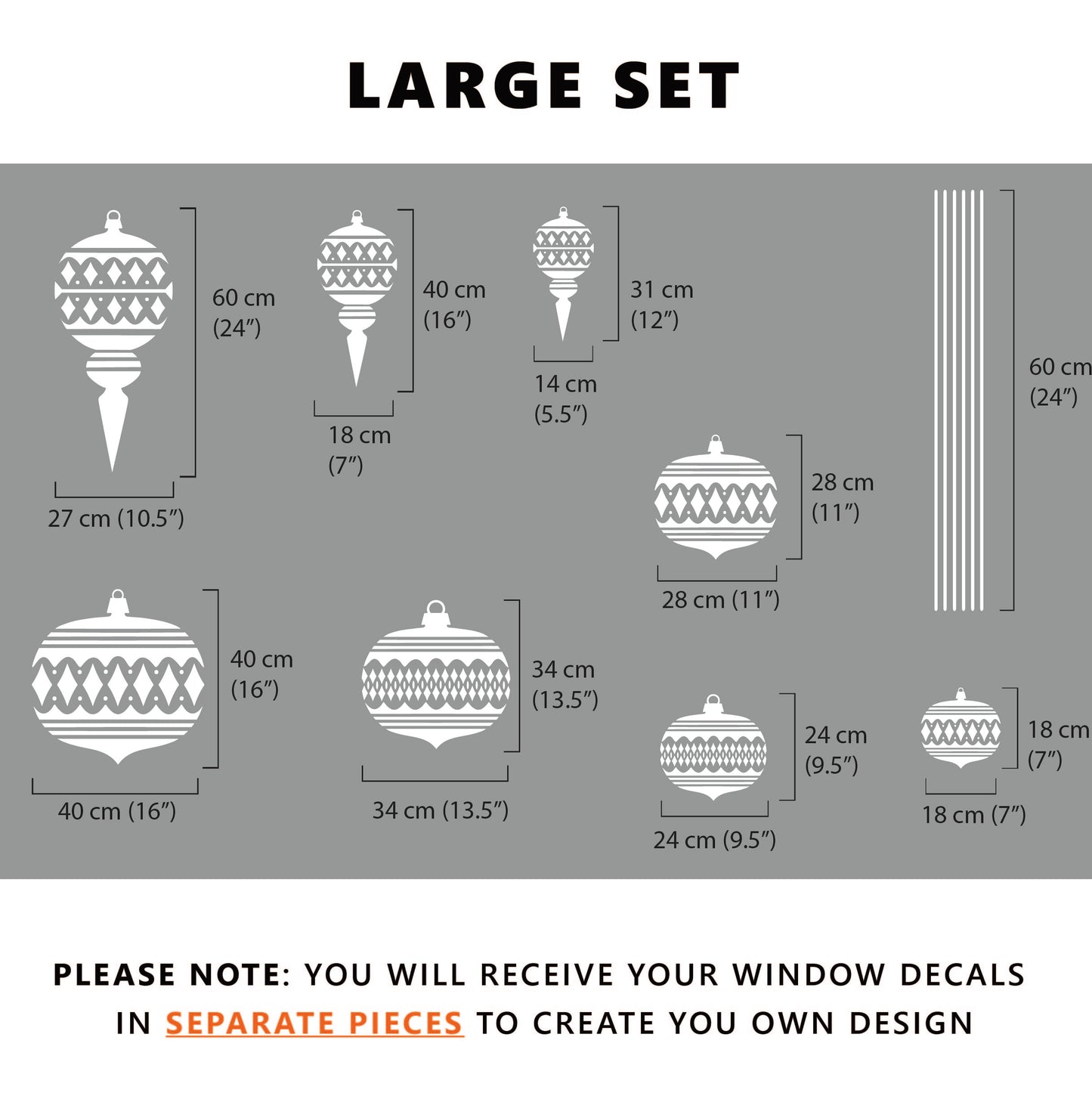 8 x Moroccan Bauble Christmas Window Decals