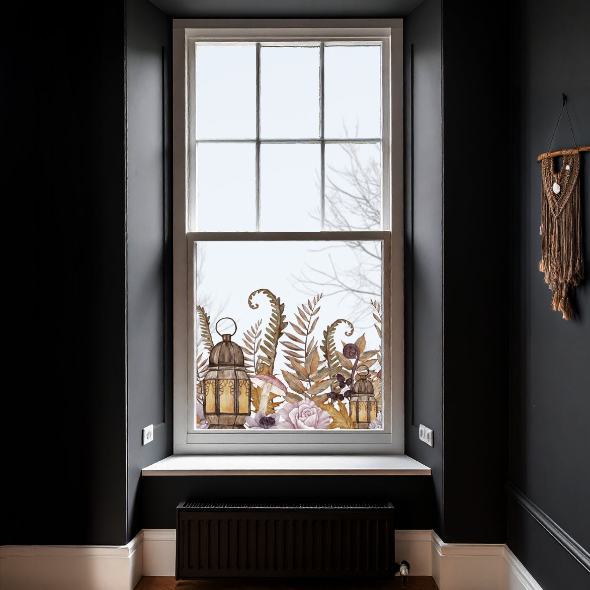 Autumn Flowers Clear Window Privacy Border