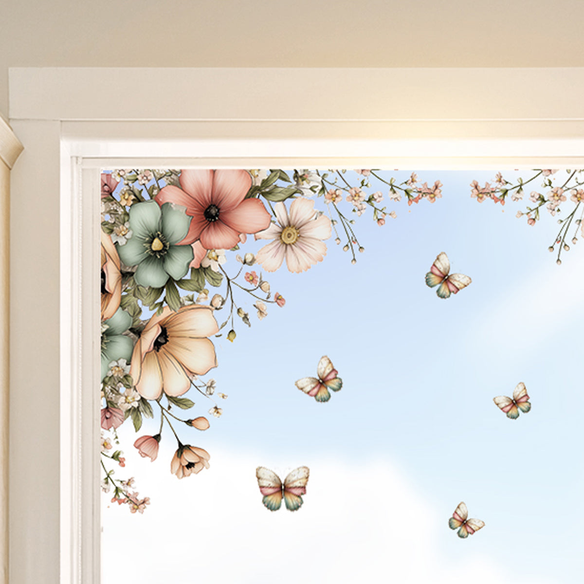 2x Spring Flowers Corner Window Decals