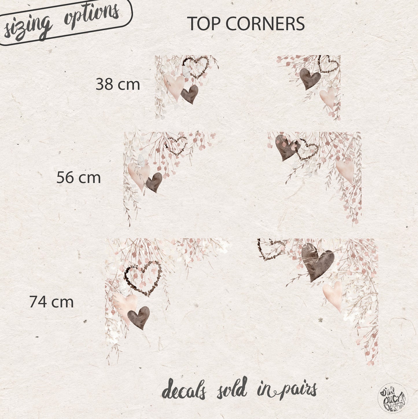 Valentines Hearts and Flowers Window Decal Corner