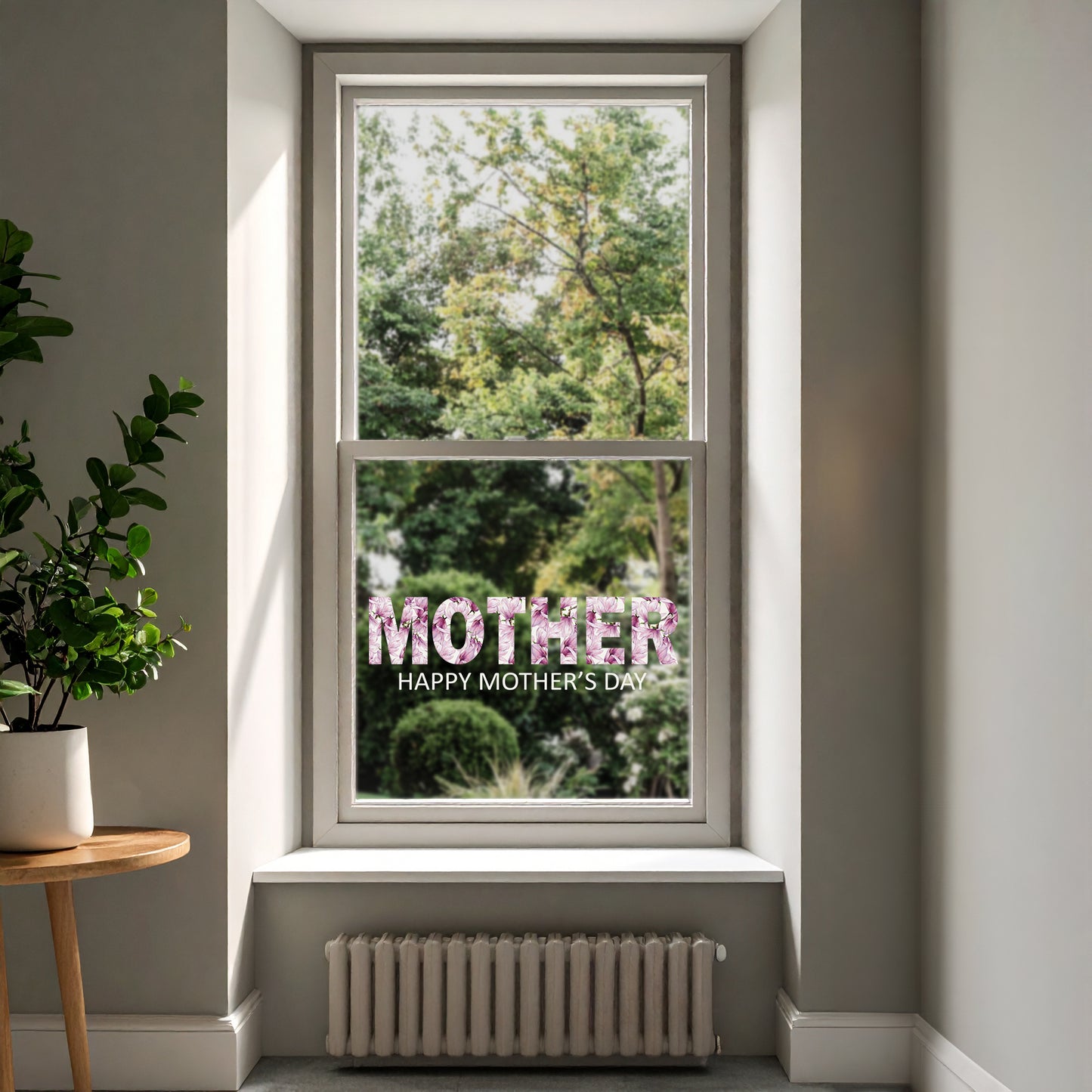 Happy Mother's Day Magnolia Flowers Window Decal Quote