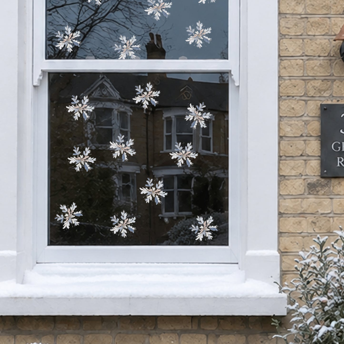 Watercolour Blue Snowflakes - Classy Christmas Window Decoration
