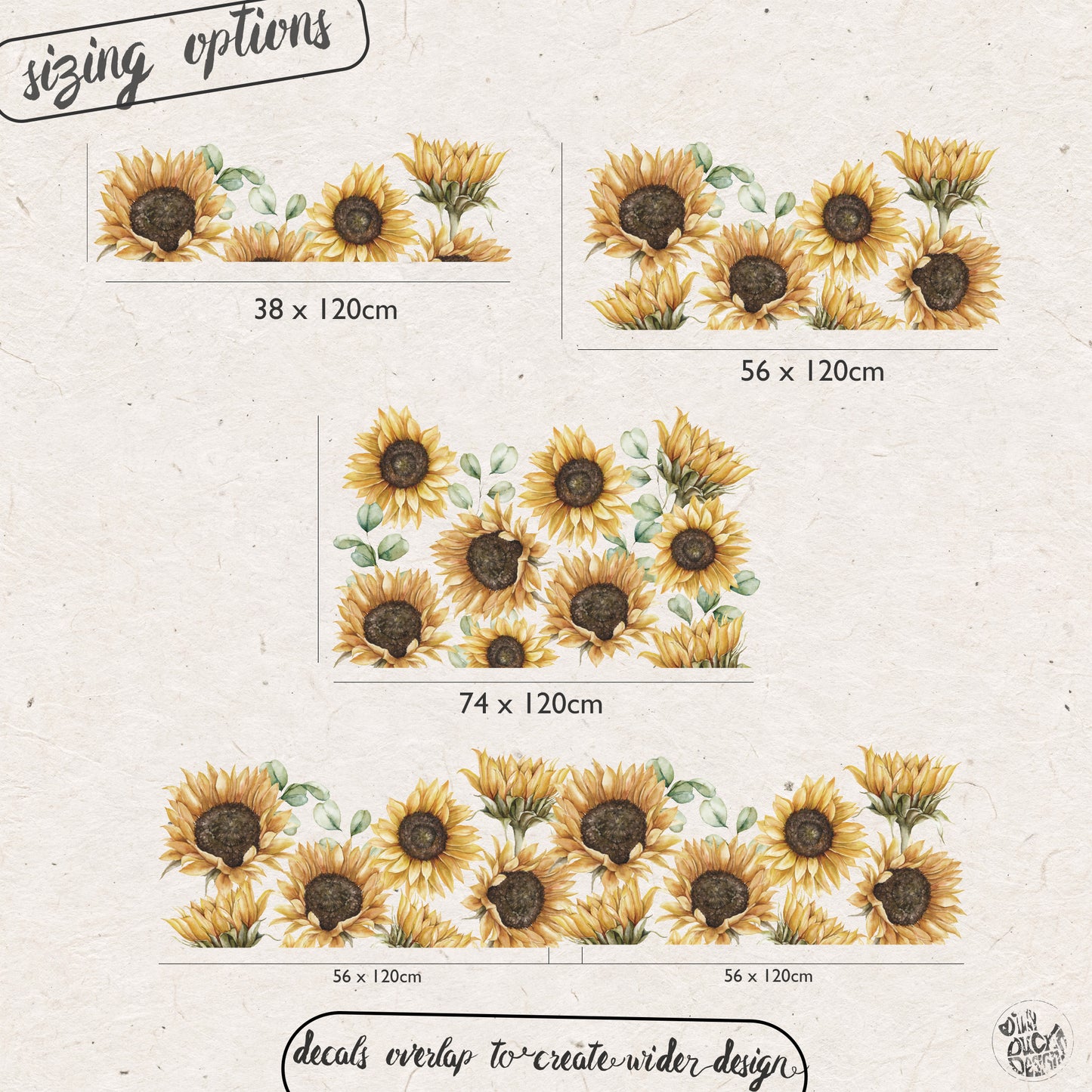 Sunflower Border Wall Decal - Dizzy Duck Designs