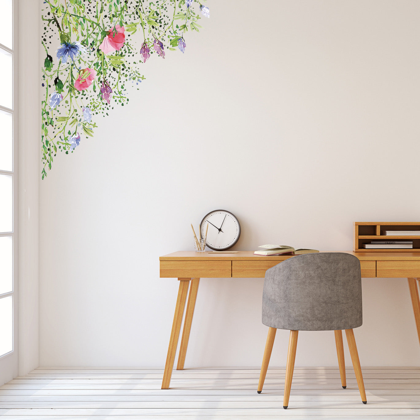 Watercolour Meadow Wall Decal Corners - Bottom - Dizzy Duck Designs