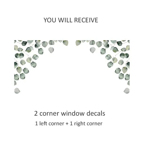 2x Eucalyptus Corner Window Decals - Dizzy Duck Designs