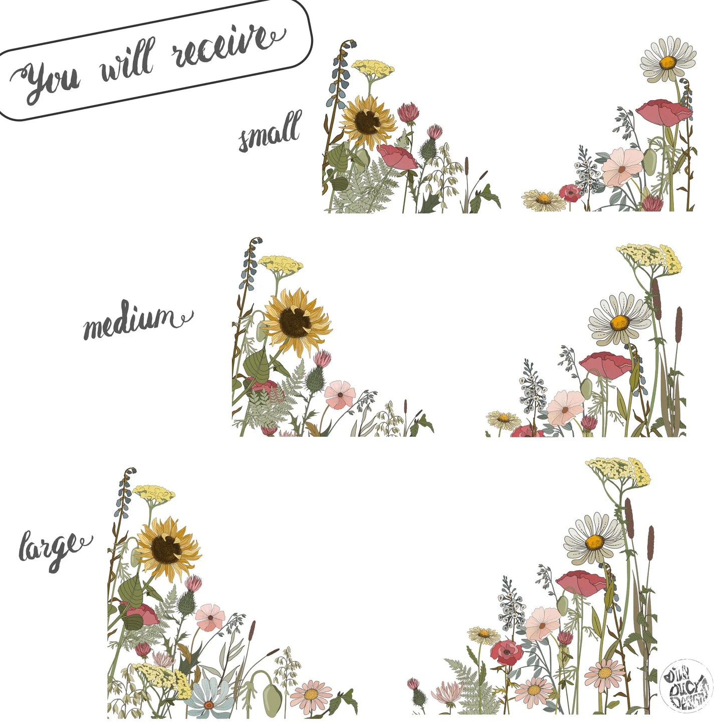 2x Retro Flower Corner Window Decals - Dizzy Duck Designs