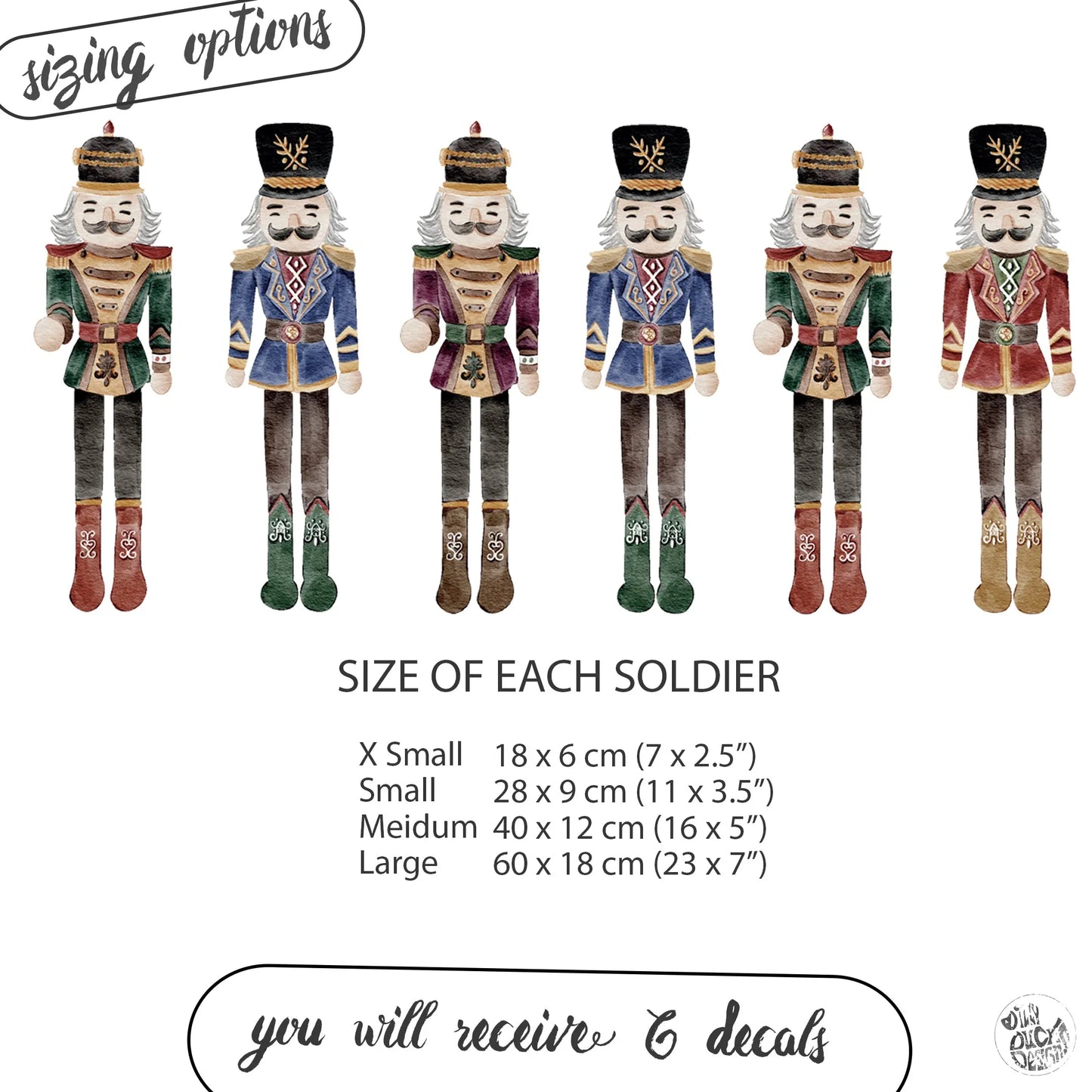 6 Nutcracker Soldier Window Decals - Dizzy Duck Designs