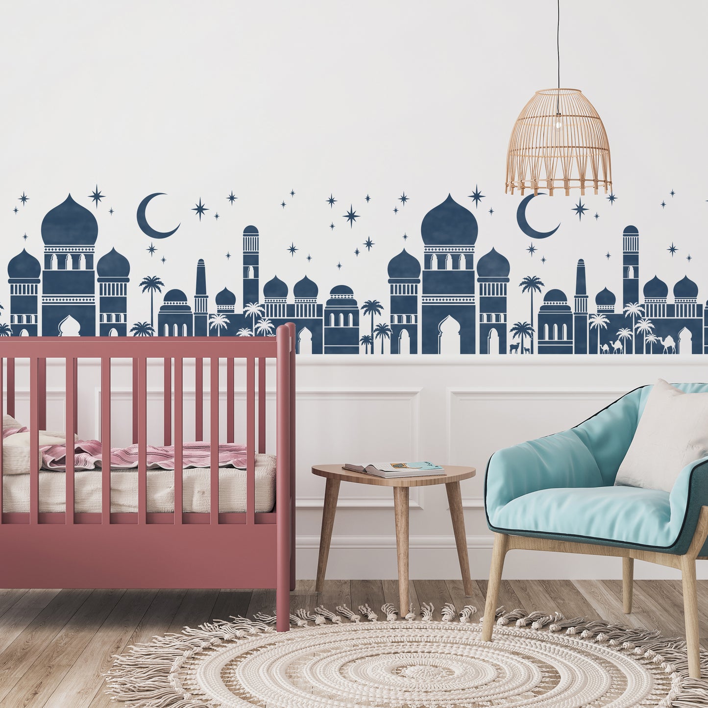 Moroccan Islamic Nursery Wall Border Stencil - Dizzy Duck Designs
