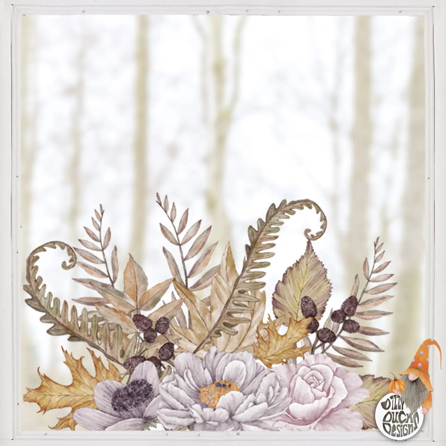 Autumn Flower Window Decal - Dizzy Duck Designs