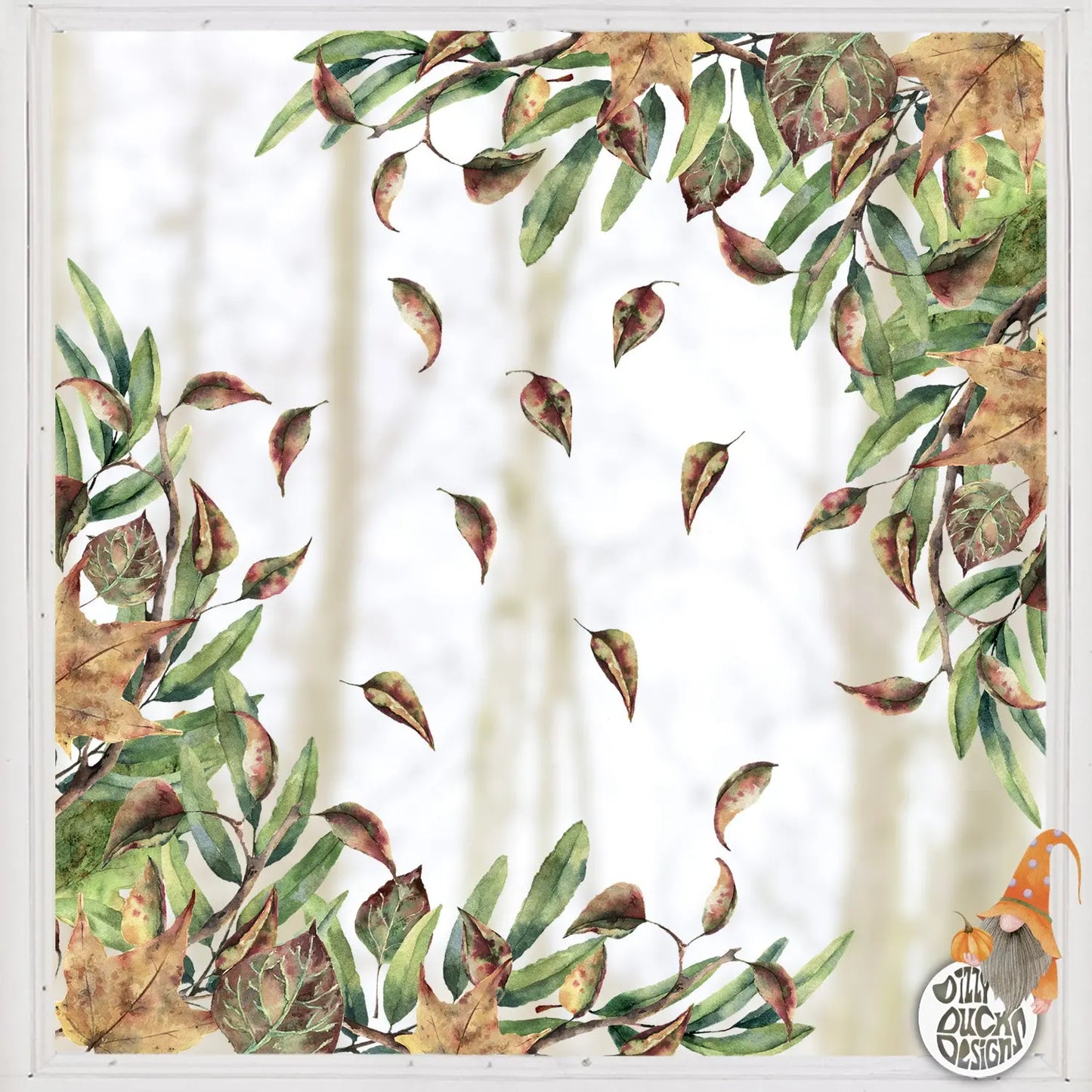 2x Autumn Leaves Window Corner Clings (1) - Dizzy Duck Designs