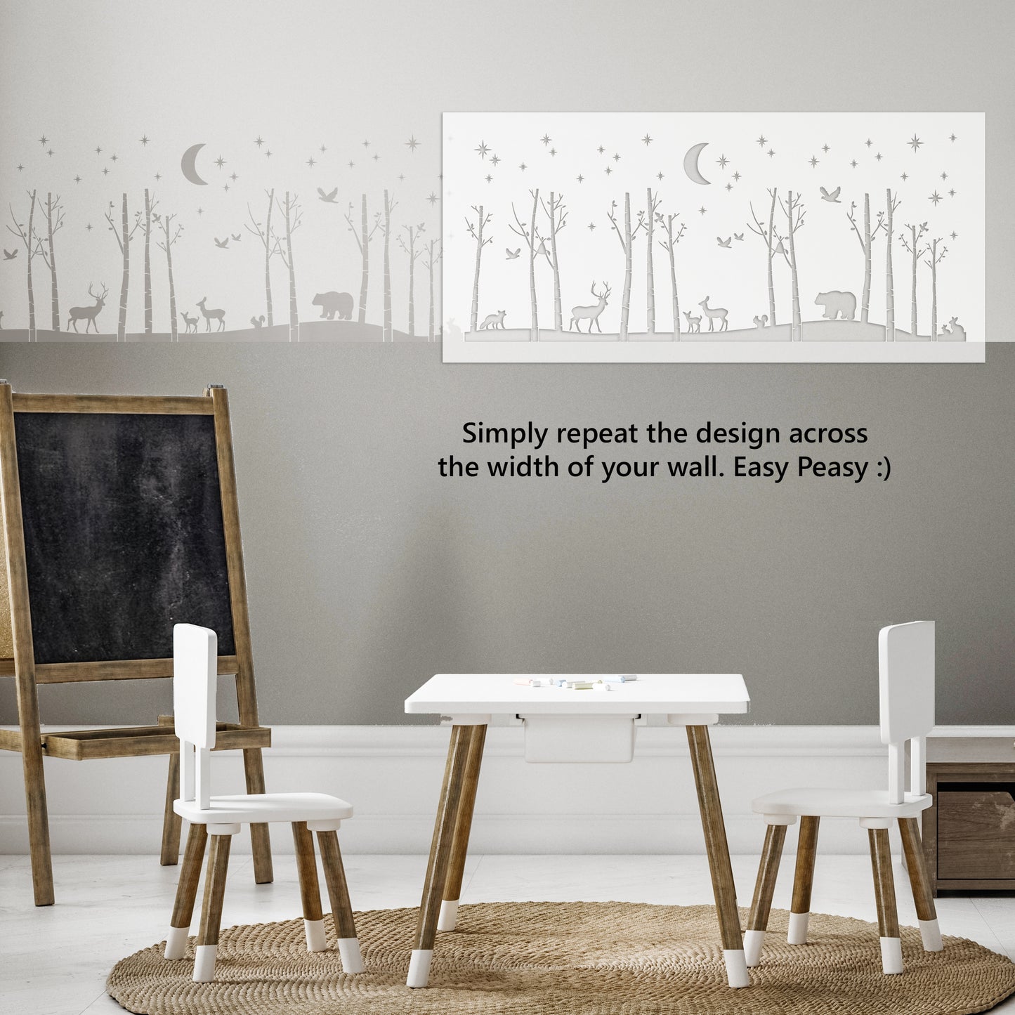 Birch Tree Forest Border Wall Stencil