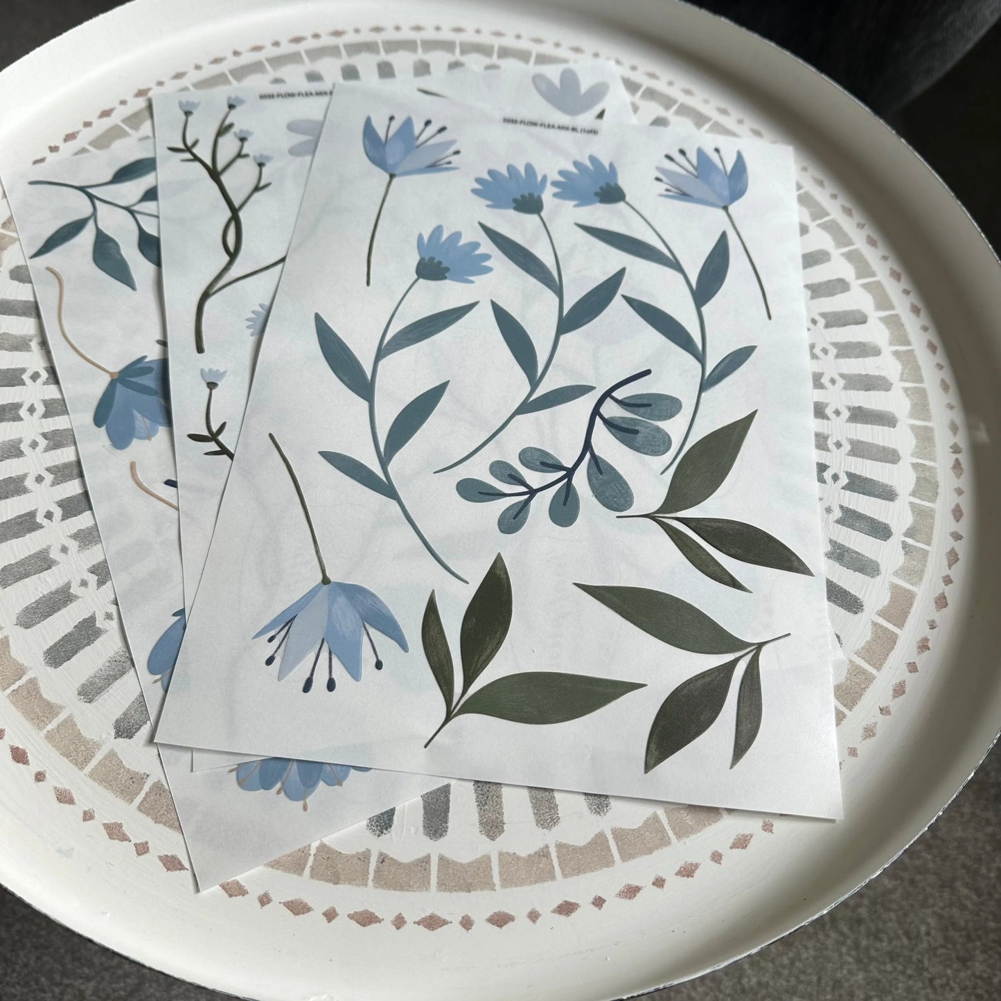 30 Blue Mixed Flower Wall Decal Set - Dizzy Duck Designs