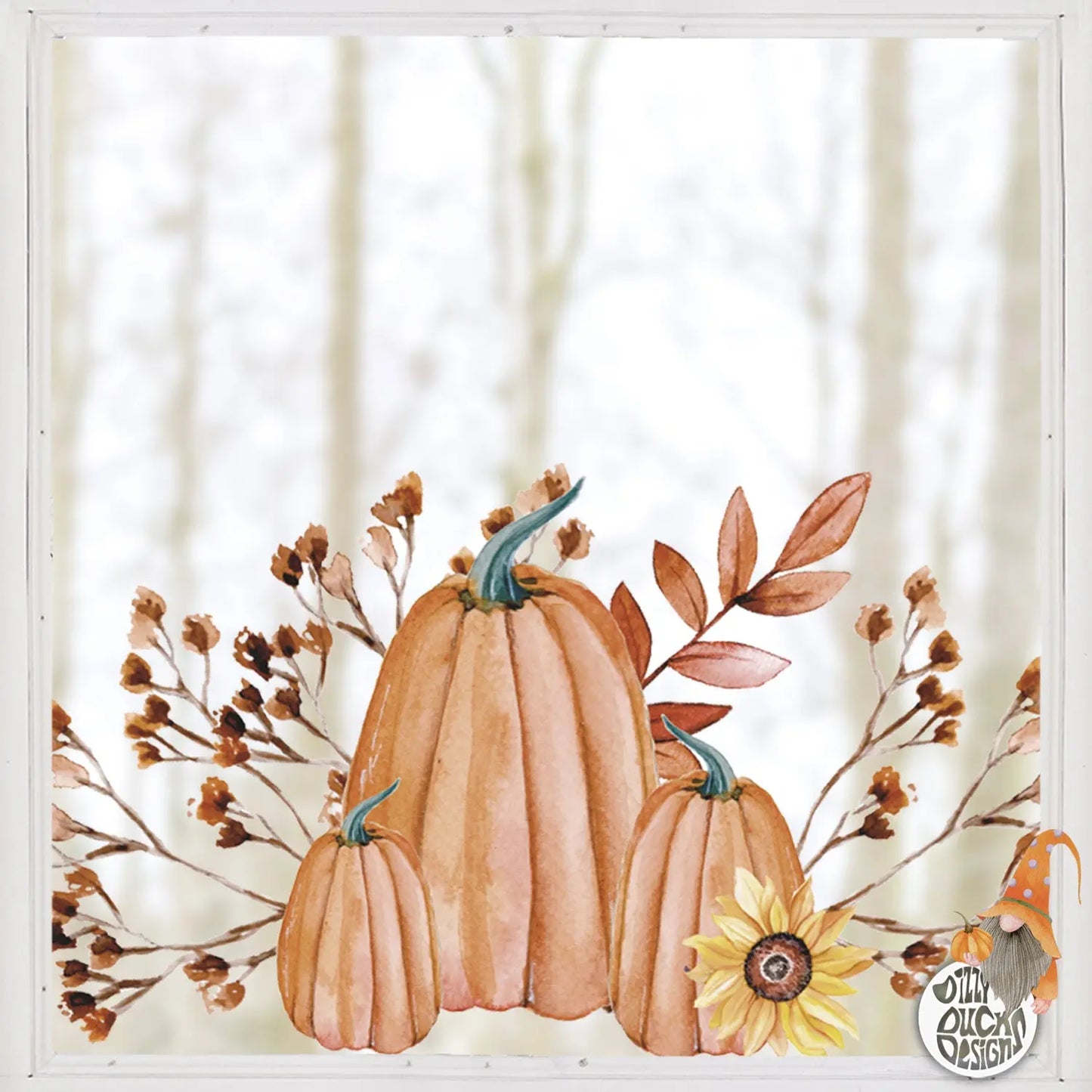 Branch Pumpkin Window Decal - Dizzy Duck Designs