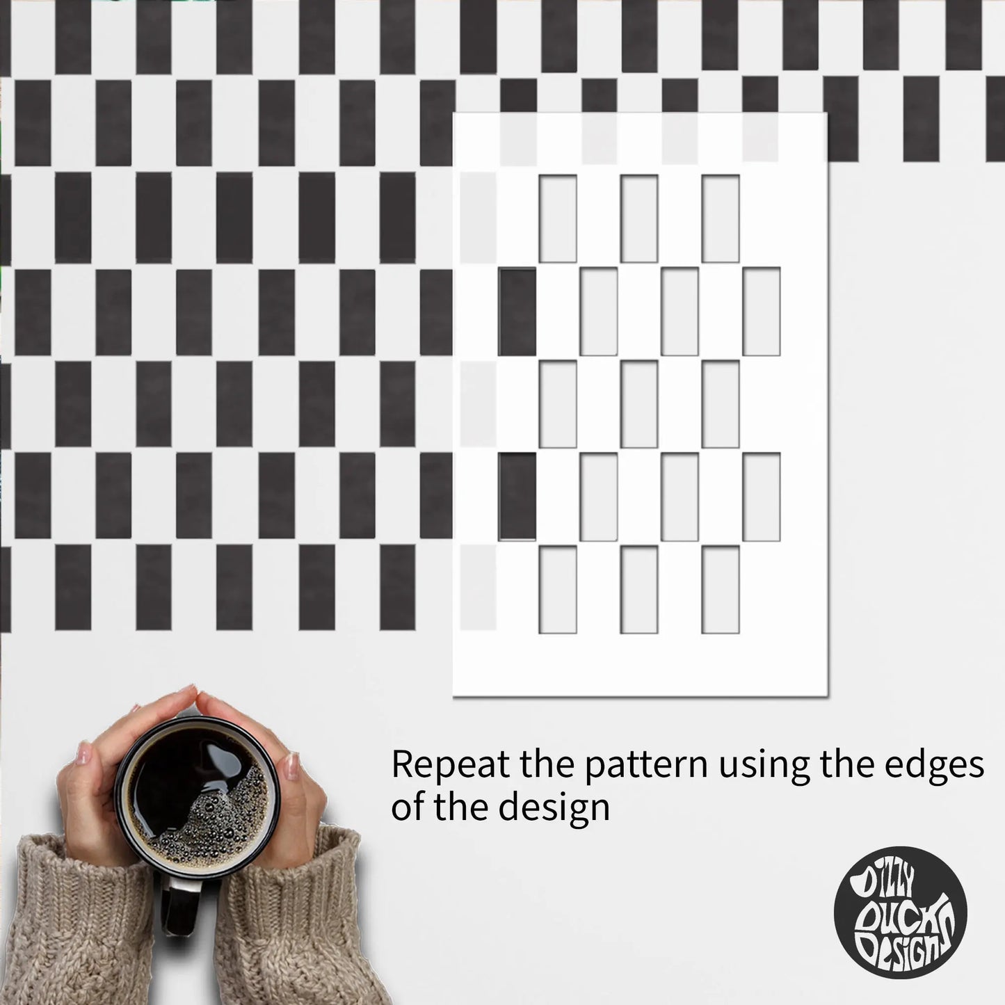 Checkerboard Rectangle Furniture Stencil - Dizzy Duck Designs