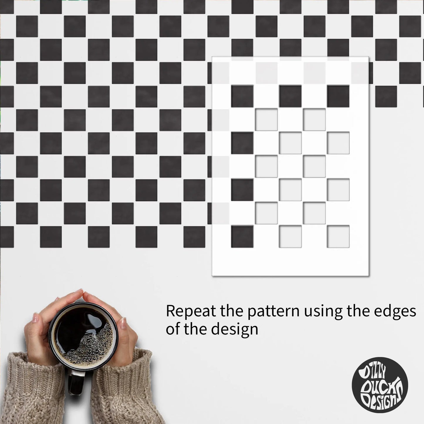 Checkerboard Square Furniture Stencil - Dizzy Duck Designs