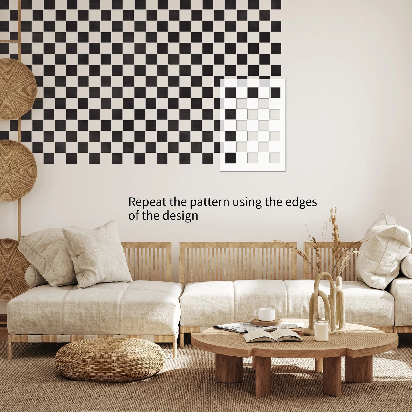 Checkerboard Wall Floor Stencil Sqaure - Dizzy Duck Designs