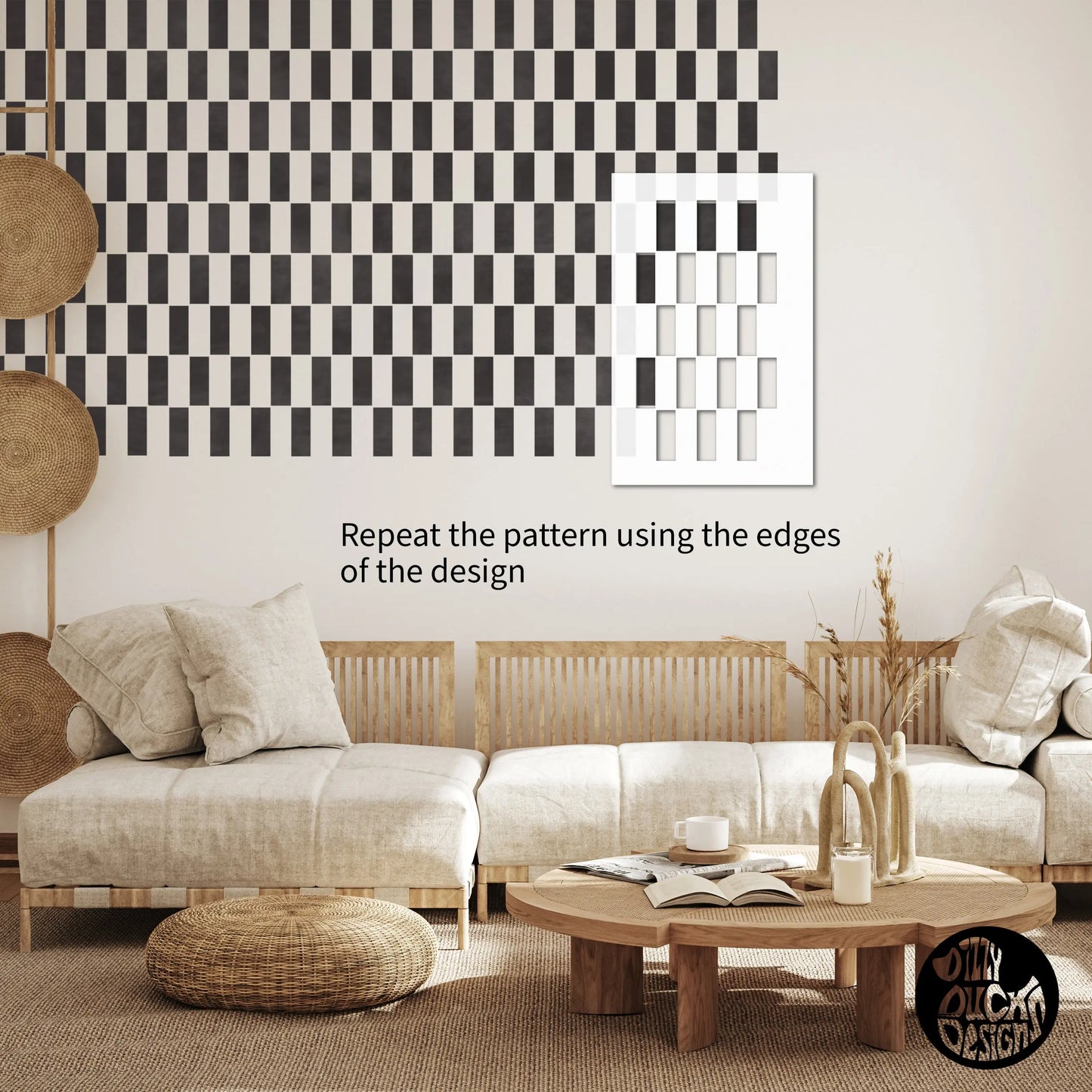 Checkerboard Wall Floor Stencil Rectangle - Dizzy Duck Designs