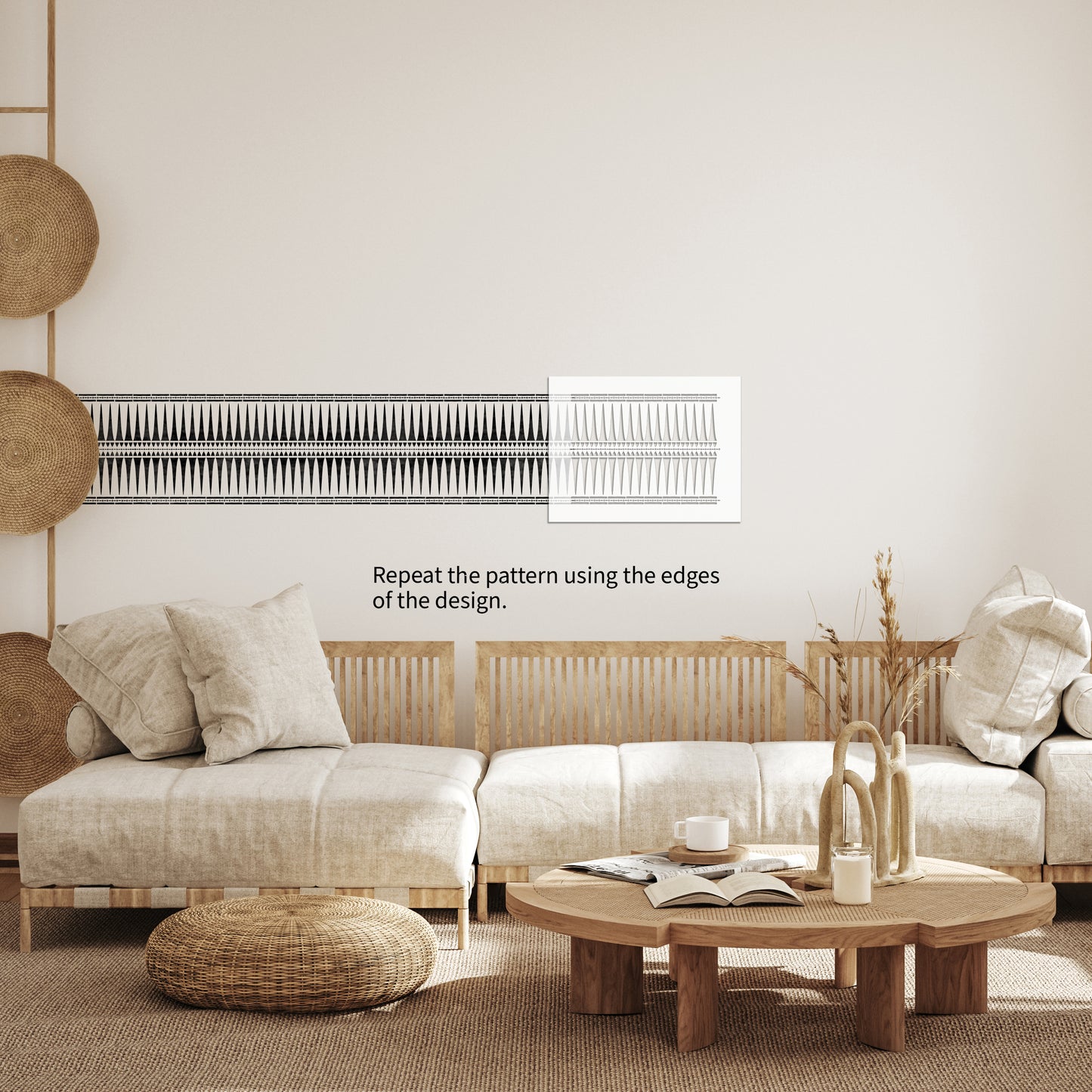 Dakota Boho Geo Border Wall Stencil