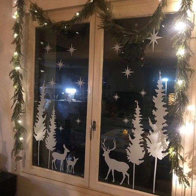 Stag & Forest Window Decal