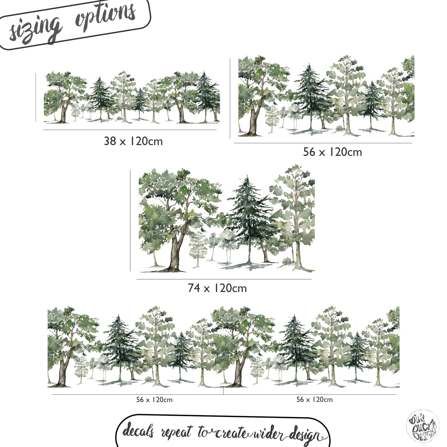 Forest Tree Clear Border Privacy Window Decal - Dizzy Duck Designs