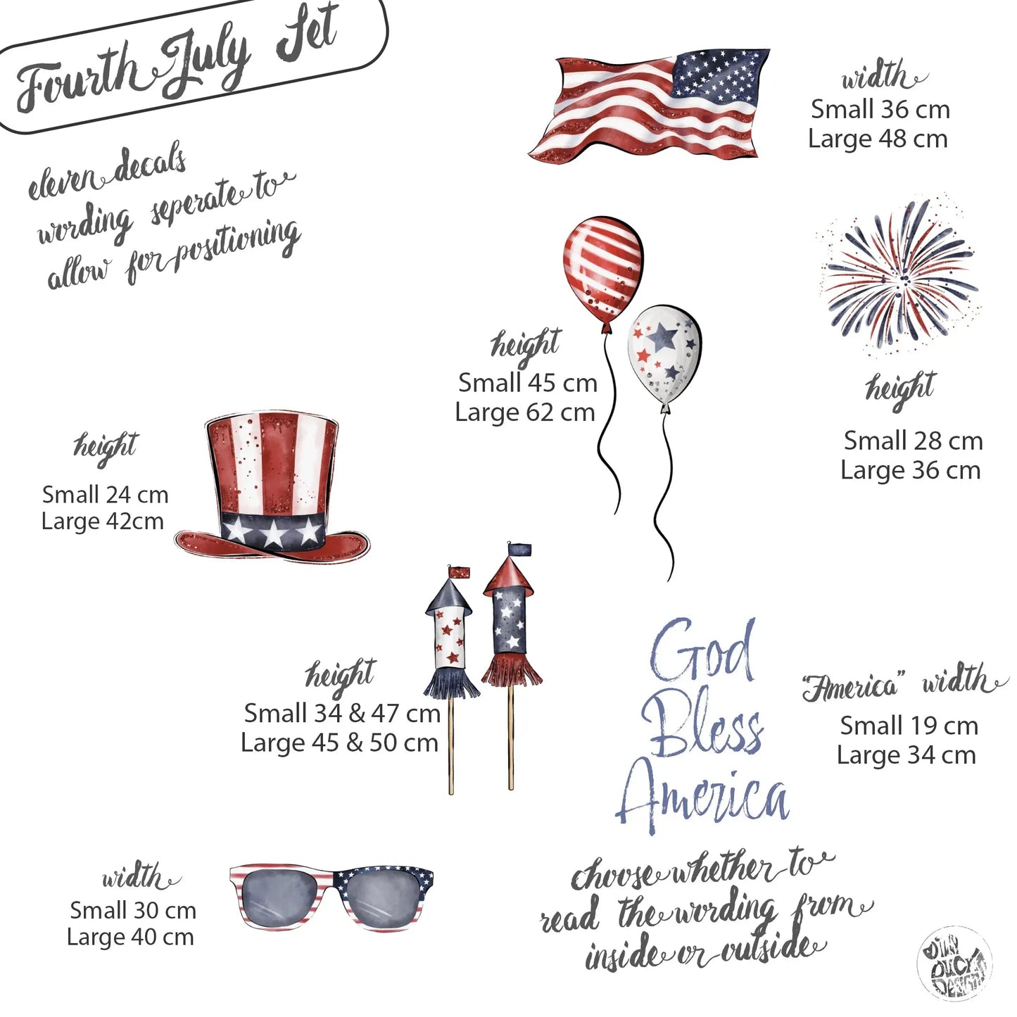 God Bless America Window Sticker Set - Dizzy Duck Designs