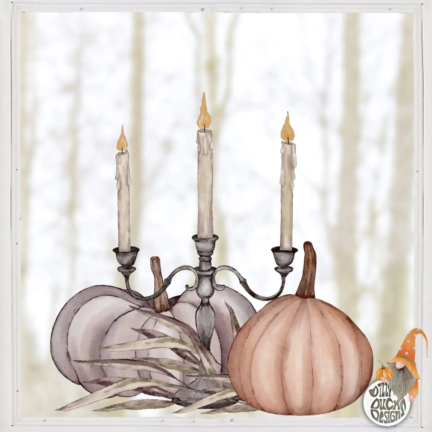 Halloween Gothic Candelabra Window Decal - Dizzy Duck Designs