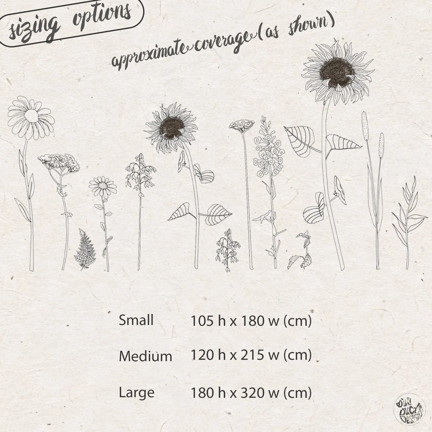 Hand Drawn Flower Wall Decal Set - Black - Dizzy Duck Designs