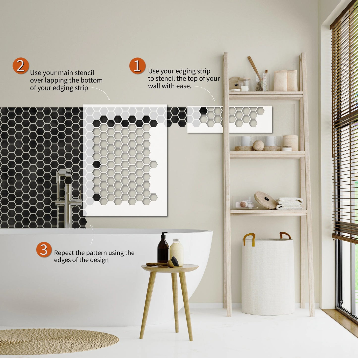 Hexagon Honeycomb Wall Floor Stencil - Dizzy Duck Designs