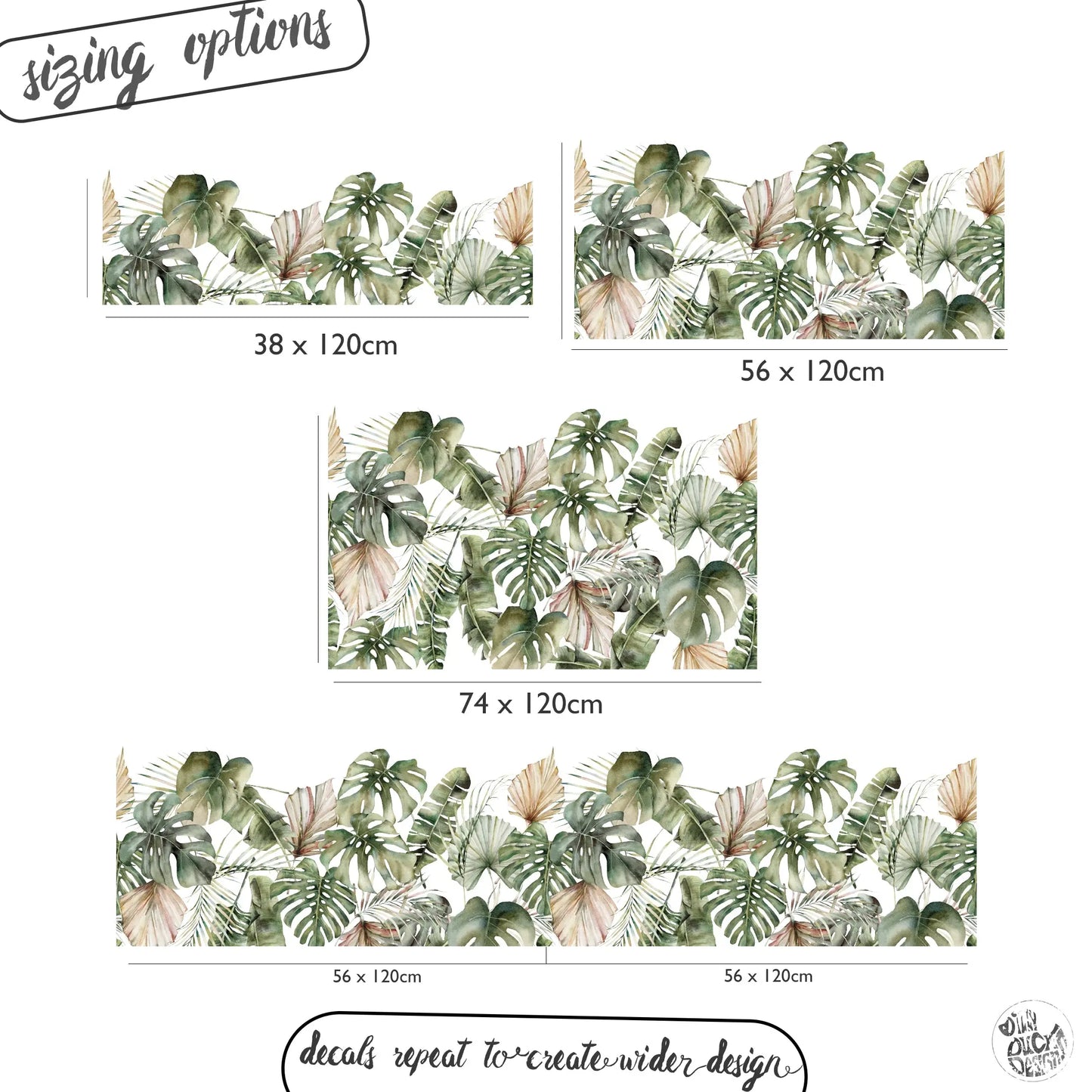 Jungle Leaf Tropical Frosted Window Privacy Border - Dizzy Duck Designs