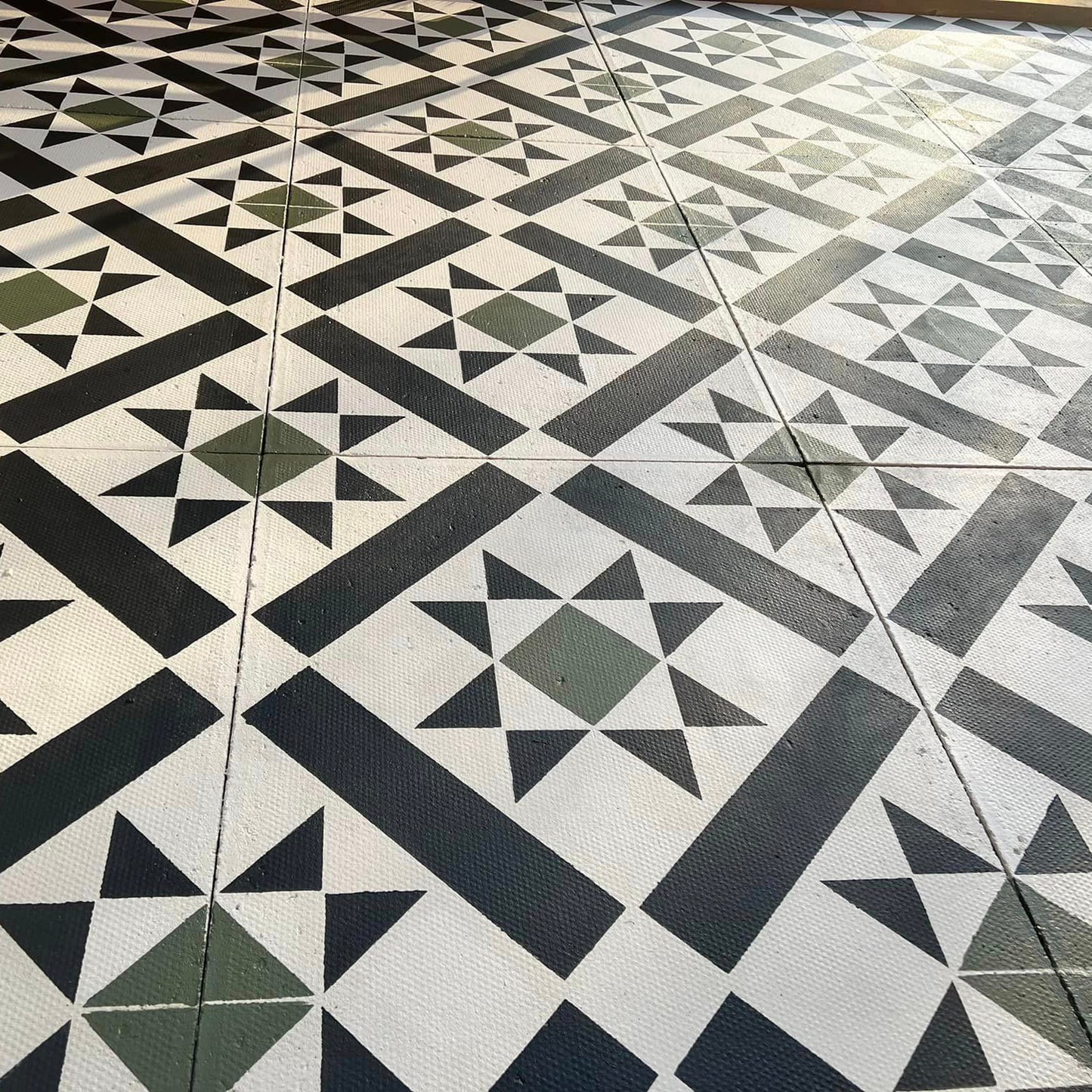Kensington Patio Stencil - Square Slabs - Dizzy Duck Designs