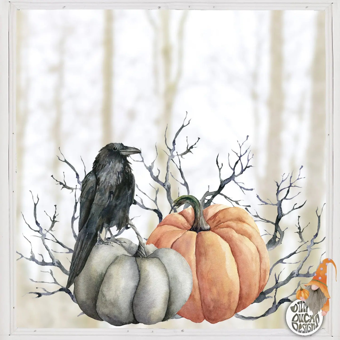 Orange Pumpkin Crow Decal - Dizzy Duck Designs