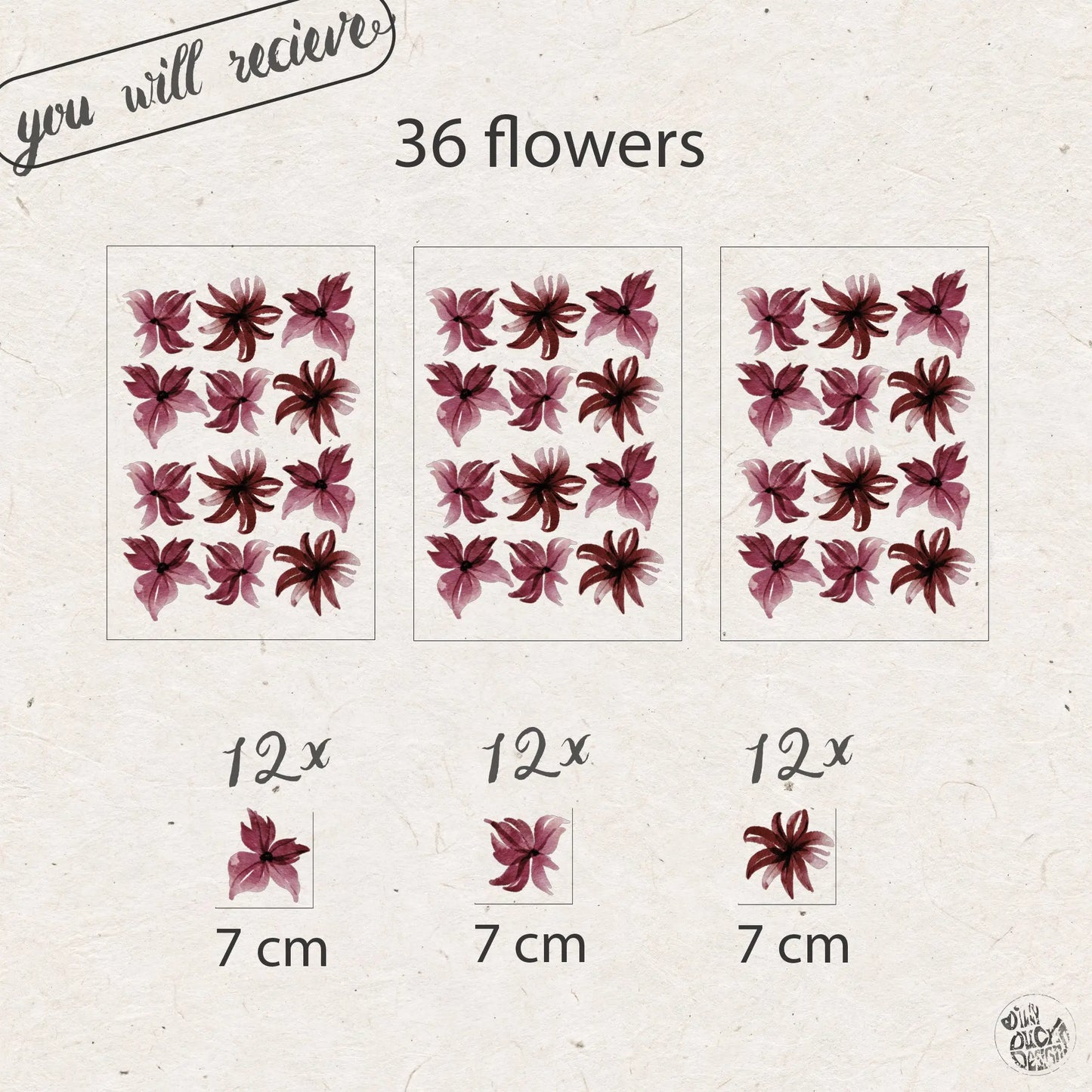 Pink Flower Wall Decals - Dizzy Duck Designs