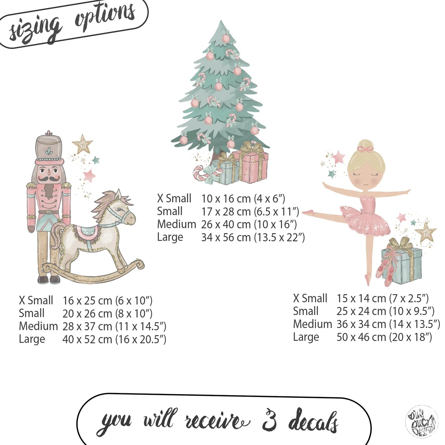 Pink Nutcracker Christmas Window Decal Set - Dizzy Duck Designs