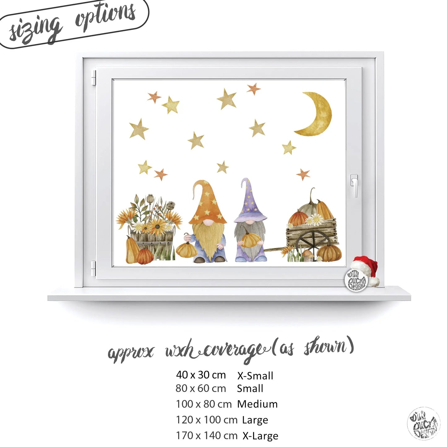 Pumpkin Gnome Window Decal Set - Dizzy Duck Designs
