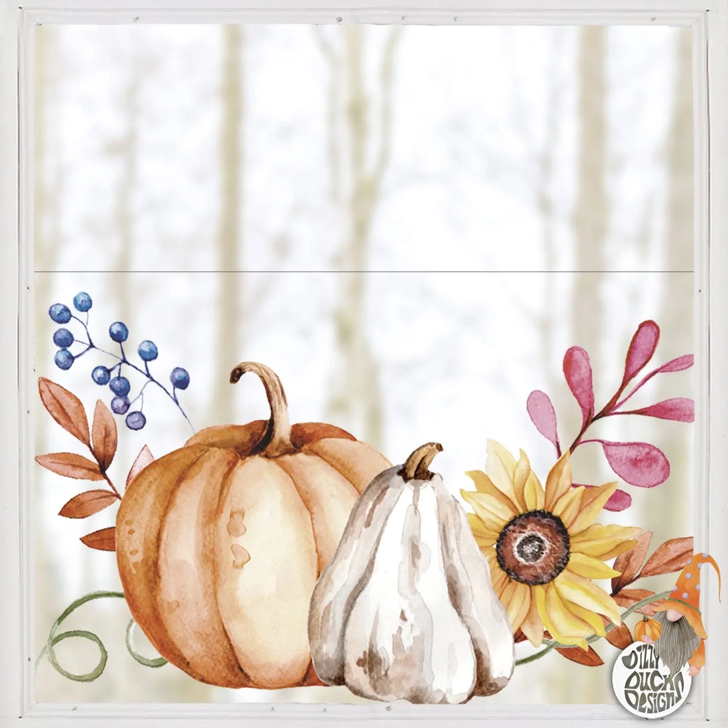 Pumpkin Sunflower Window Decal - Dizzy Duck Designs