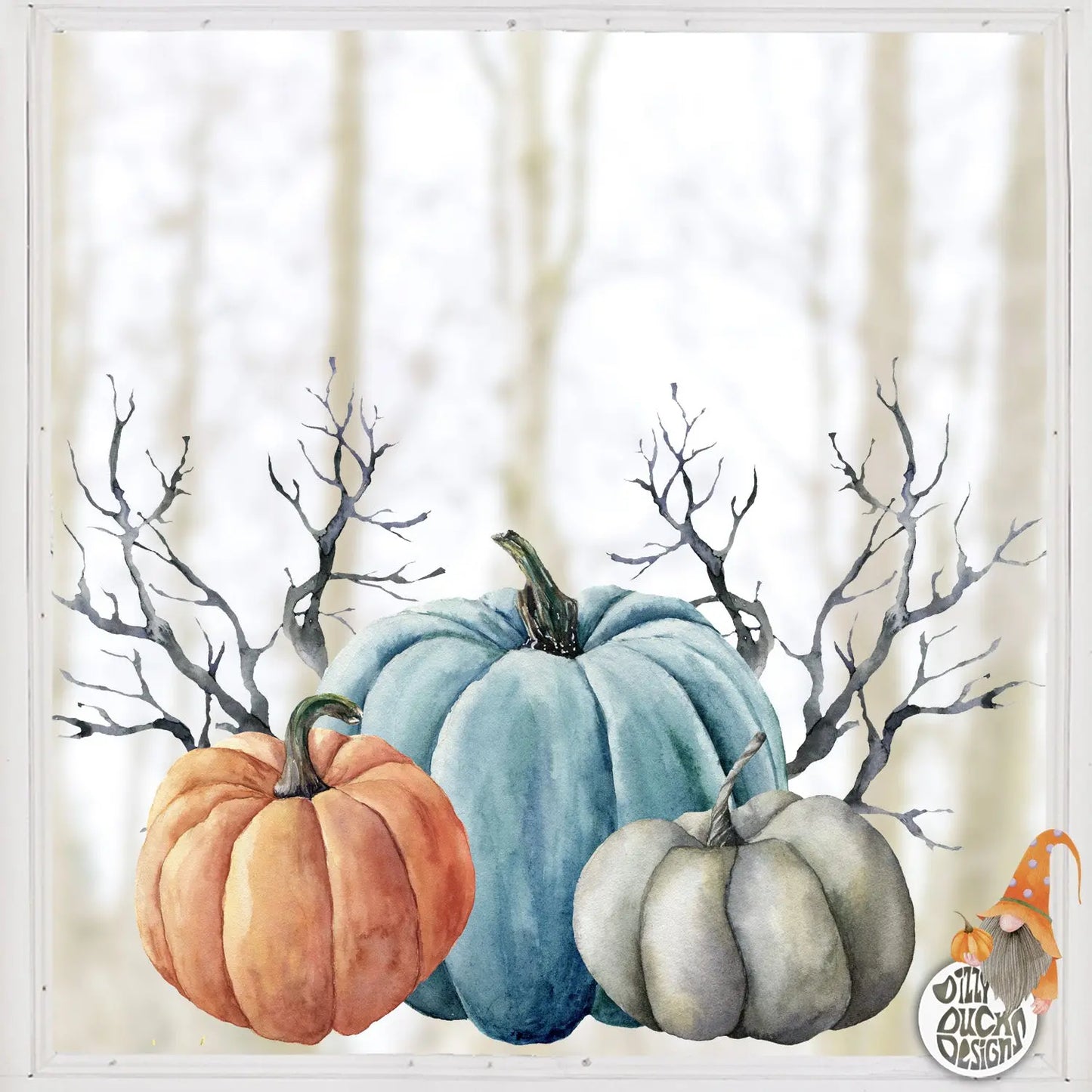 Pumpkin Twig Decal - Blue - Dizzy Duck Designs