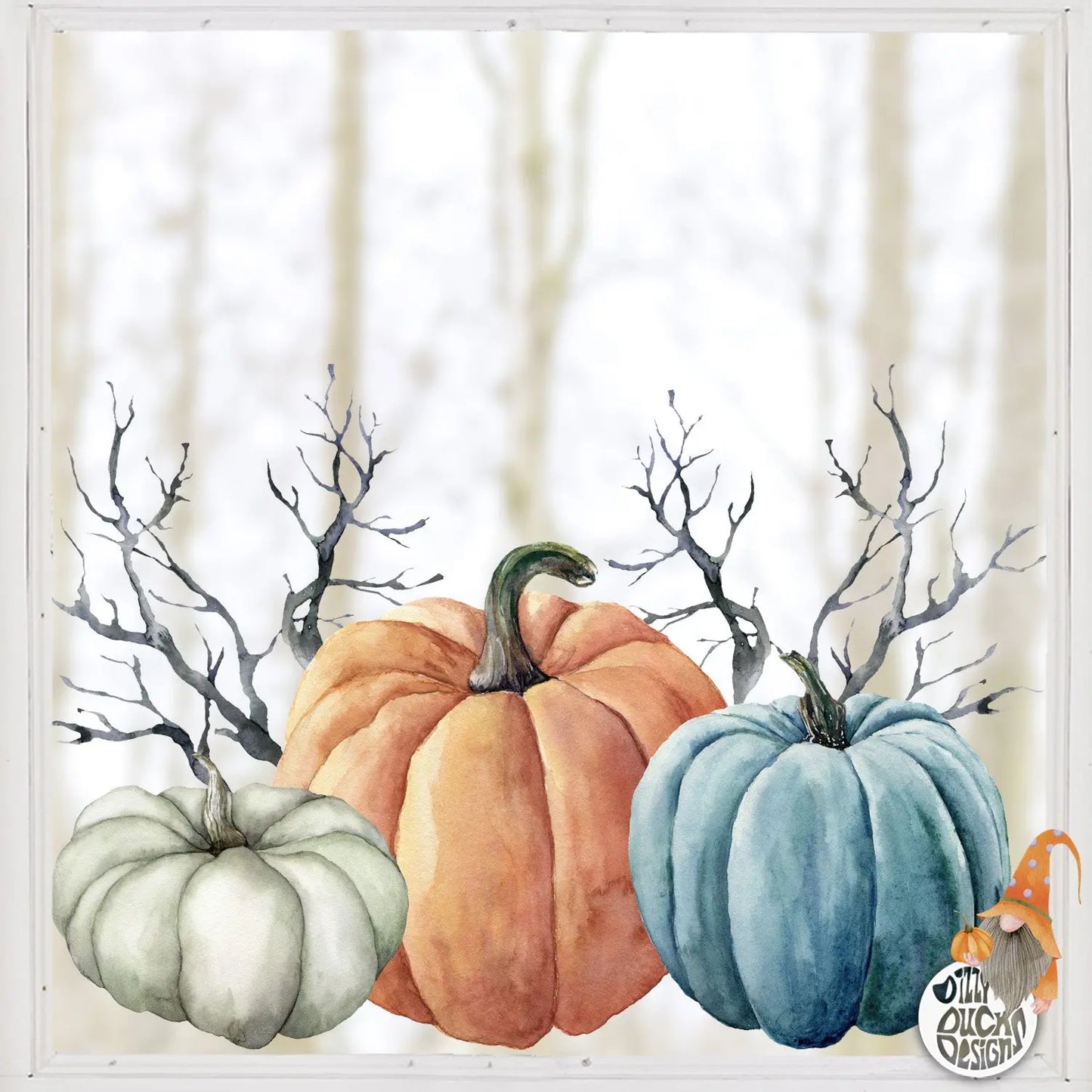 Pumpkin Twig Decal - Orange - Dizzy Duck Designs