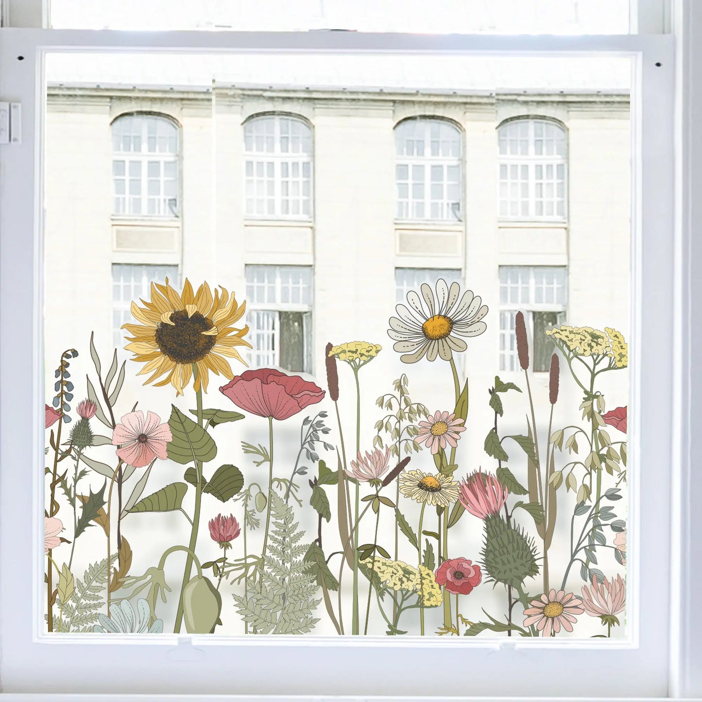 Retro Flowers Frosted Window Film - Dizzy Duck Designs