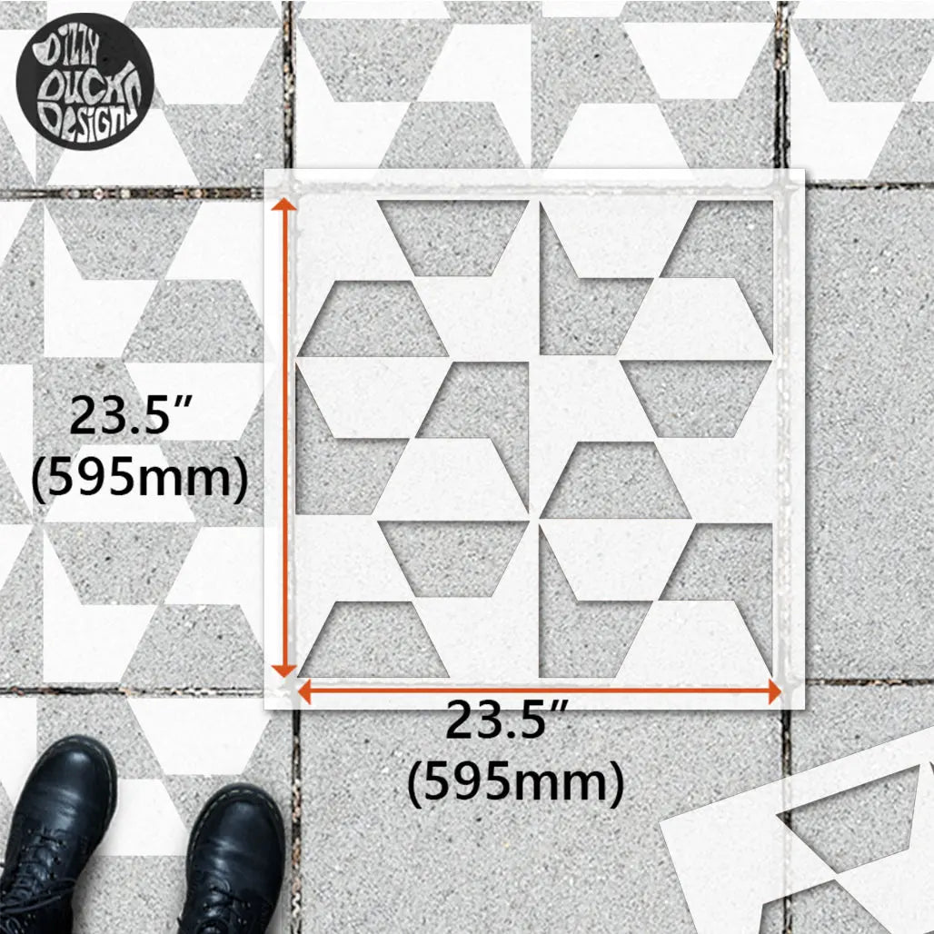 Safi Patio Stencil - Square Slabs - Dizzy Duck Designs