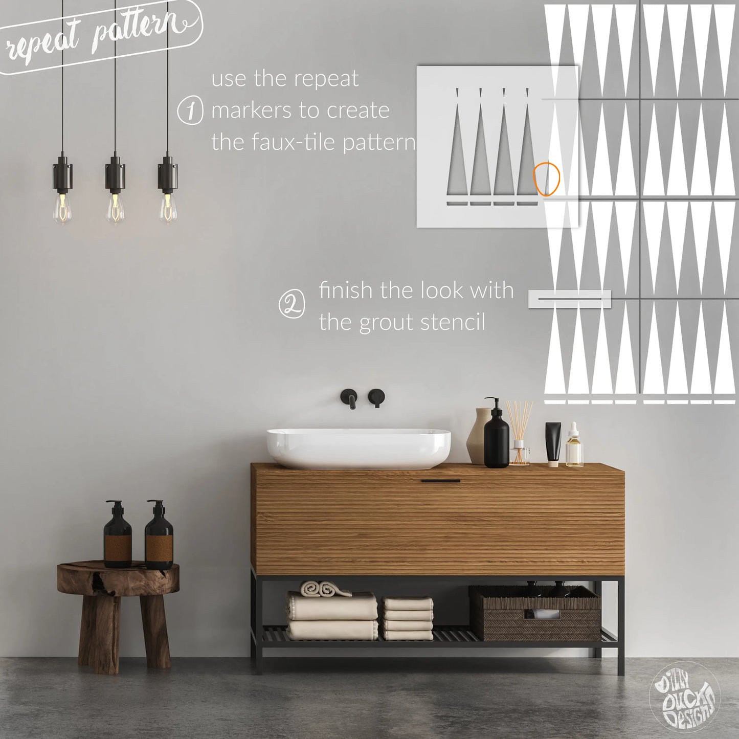 Slim Triangle Faux Tile - Dizzy Duck Designs