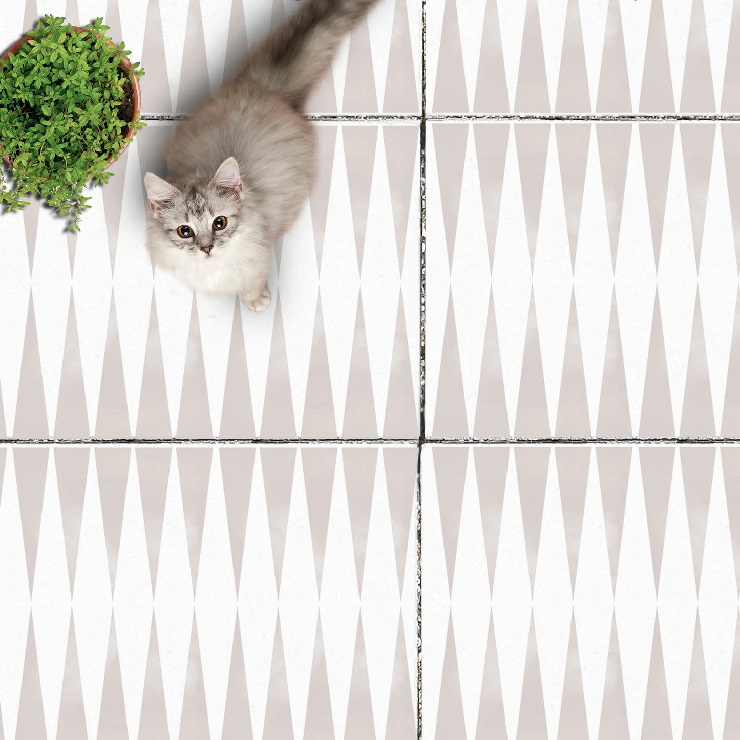 Slim Triangle Patio Stencil - Rectangle Slabs - Dizzy Duck Designs