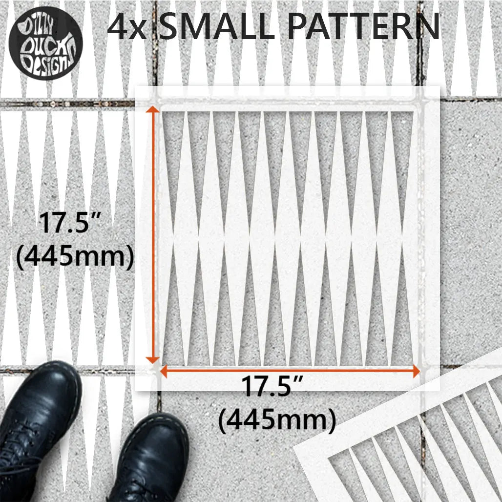 Slim Triangle Patio Stencil - Square Slabs - Dizzy Duck Designs