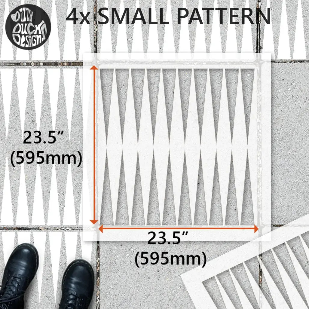 Slim Triangle Patio Stencil - Square Slabs - Dizzy Duck Designs