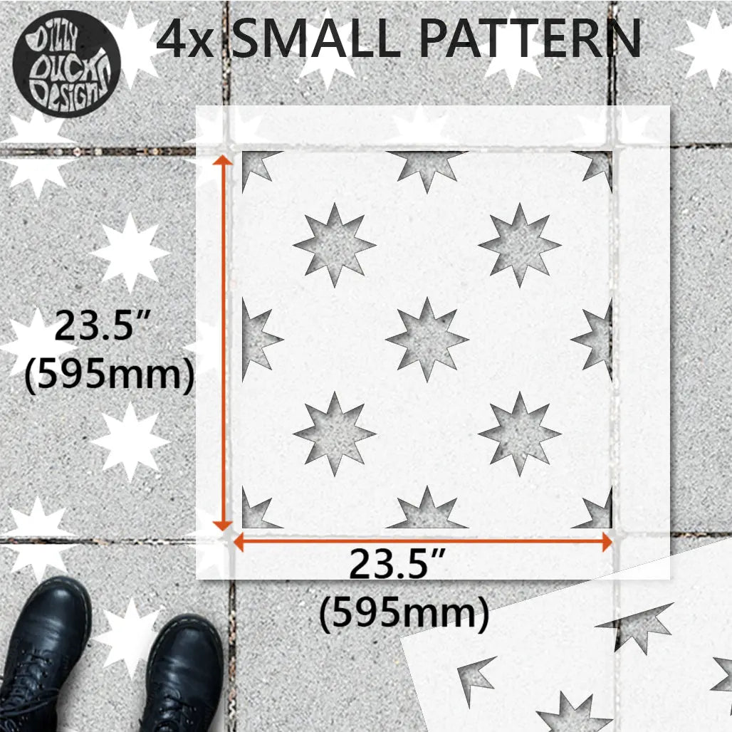 Star Patio Stencil - Square Slabs - Dizzy Duck Designs