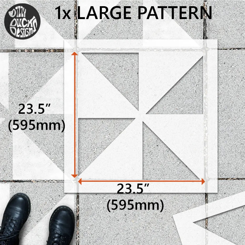 Triangles Patio Stencil - Square Slabs - Dizzy Duck Designs