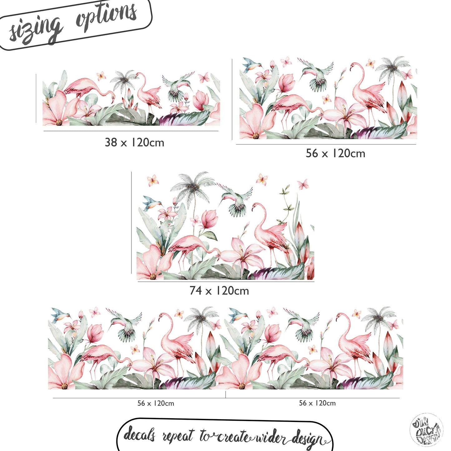 Tropical Flamingo Frosted Privacy Border Window Decal - Dizzy Duck Designs