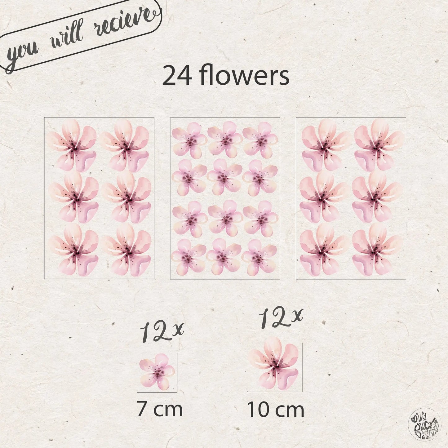 Tropical Flower Wall Decal Set - Dizzy Duck Designs