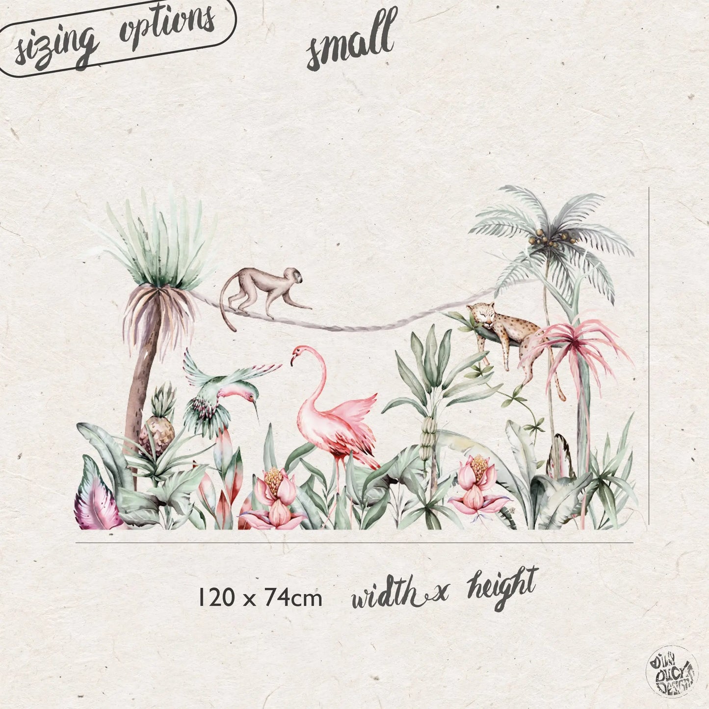 Tropical Jungle Mural Wall Decal - Dizzy Duck Designs