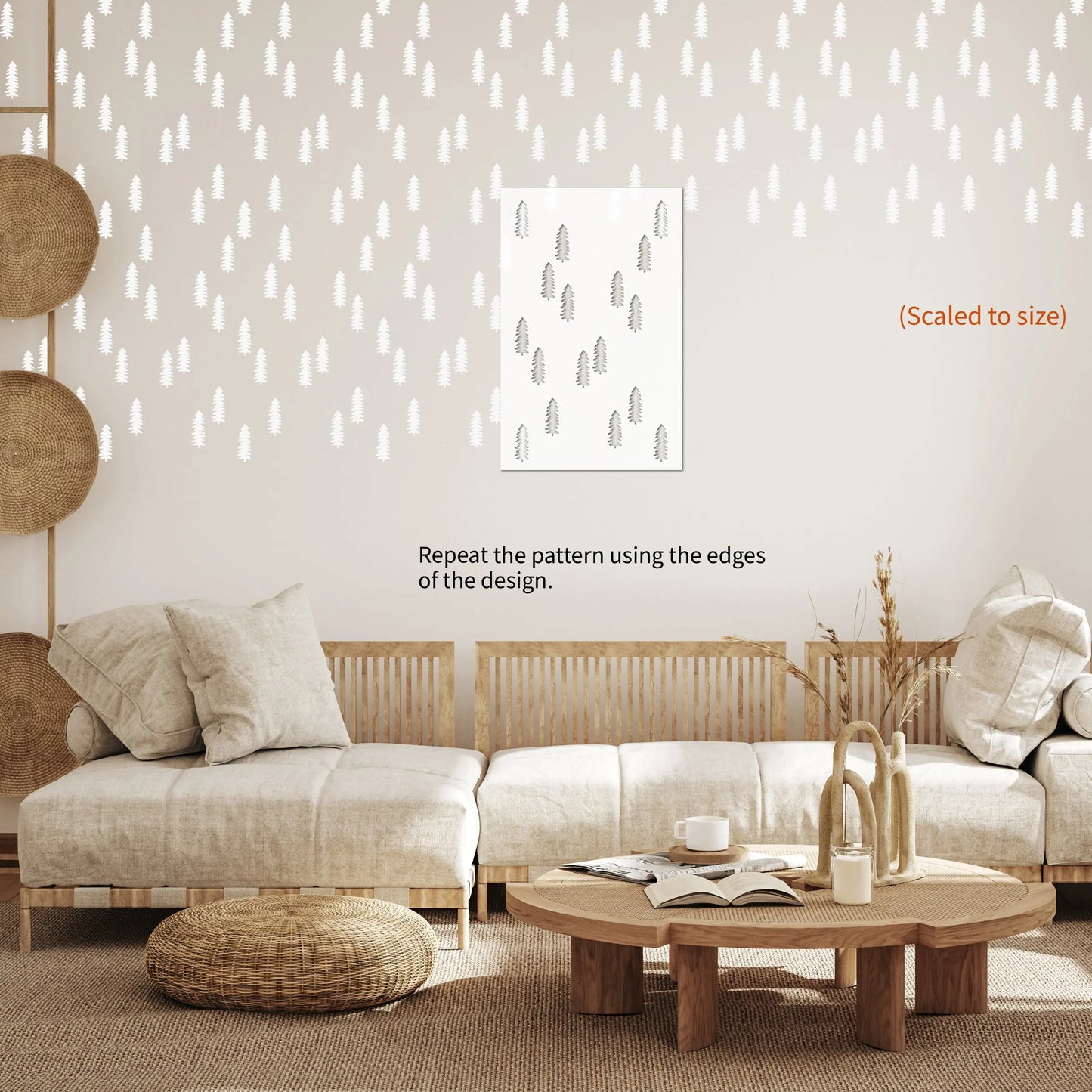 Vermont Pine Tree Forest Nursery Wall Stencil - Dizzy Duck Designs